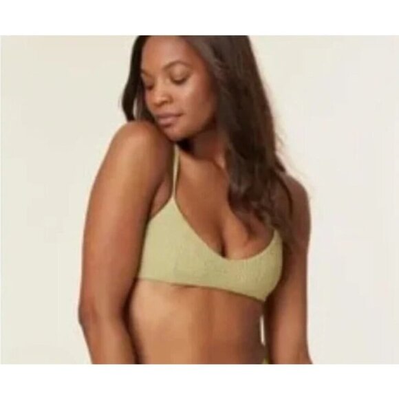 Andie Women's L The Hermosa Swim Top Sage Green Textured NWT - Picture 1 of 16